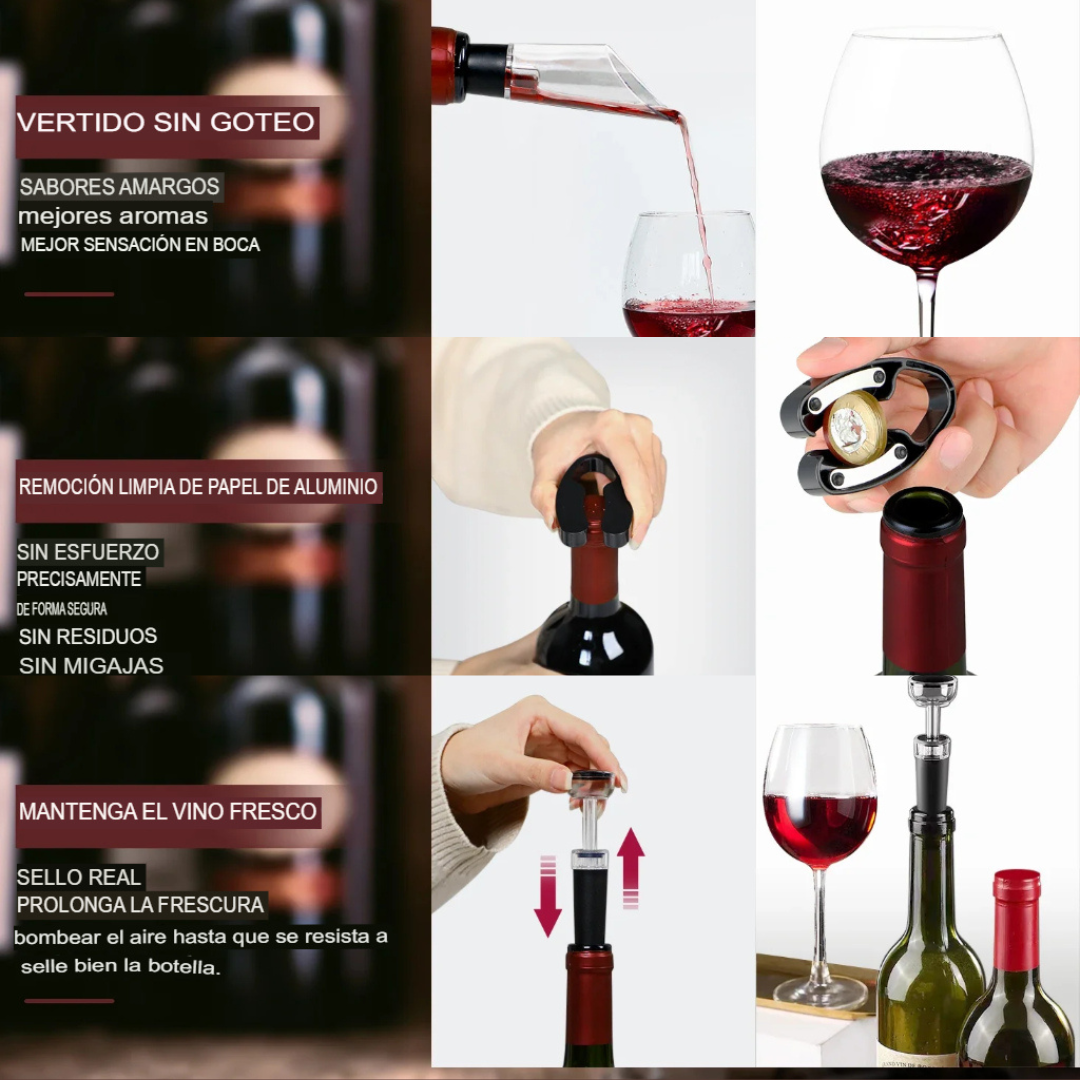 Abridor de vino eléctrico recargable 4 piezas